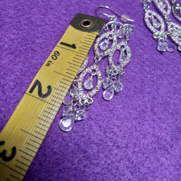 Silver tone Dangling Shapes Earrings - Picture 5 of 8